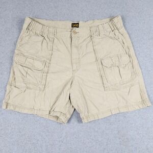Lee Cargo Shorts Mens 40 Khaki Cotton Twill Utility Stretch Relaxed Fit Outdoor